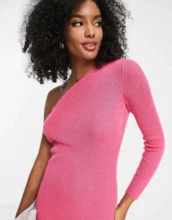 Vila - Vestito Midi Monospalla In Maglia Rosa -Vendite ASOS Maternity || RIVER ISLAND || Monki 203655460 3