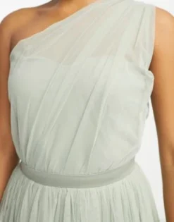 Anaya With Love Tall - Vestito Lungo Da Damigella Monospalla In Tulle Verde Salvia -Vendite ASOS Maternity || RIVER ISLAND || Monki 203657956 3