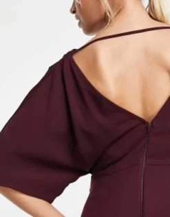 ASOS Maternity ASOS DESIGN Maternity - Vestito Midi Bordeaux Allacciato In Vita Con Scollo Ad Anello -Vendite ASOS Maternity || RIVER ISLAND || Monki 203676235 3
