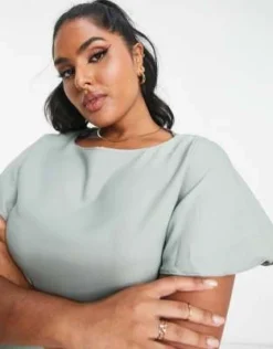 Trendyol Plus - Vestito Midi Color Menta Con Maniche Con Volant -Vendite ASOS Maternity || RIVER ISLAND || Monki 203676862 3