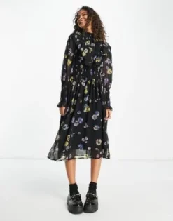 Vero Moda - Vestito Midi Arricciato A Fiori