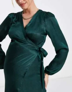 Vero Moda Maternity - Vestito Corto Avvolgente In Raso Verde Profondo -Vendite ASOS Maternity || RIVER ISLAND || Monki 203746297 3