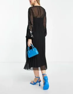 ASOS Maternity ASOS DESIGN Maternity - Vestito Midi A Pieghe Con Incrocio Frontale In Tessuto Plumetis Nero Con Ricami -Vendite ASOS Maternity || RIVER ISLAND || Monki 203754990 4