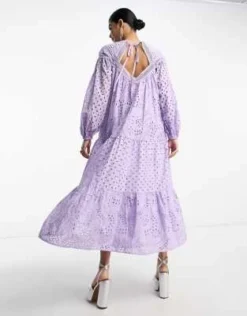 ASOS DESIGN - Vestito Lungo In Pizzo Con Inserti Traforati Lilla -Vendite ASOS Maternity || RIVER ISLAND || Monki 203755000 3