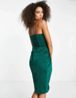 Lavish Alice - Vestito Midi A Fascia In Raso Doppiato Verde Smeraldo Con Dettaglio Stile Corsetto -Vendite ASOS Maternity || RIVER ISLAND || Monki 203755923 3