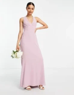 TFNC Petite - Vestito Lungo Da Damigella Allacciato Al Collo Rosa -Vendite ASOS Maternity || RIVER ISLAND || Monki 203774648 3