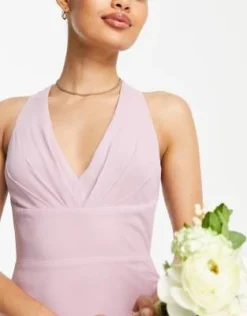 TFNC Petite - Vestito Lungo Da Damigella Allacciato Al Collo Rosa -Vendite ASOS Maternity || RIVER ISLAND || Monki 203774648 4