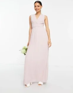 TFNC Petite - Vestito Lungo Da Damigella Rosa Visone Con Fascia In Vita A Pieghe -Vendite ASOS Maternity || RIVER ISLAND || Monki 203774847 3