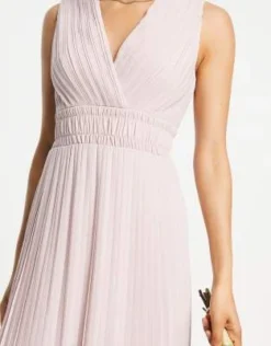 TFNC Petite - Vestito Lungo Da Damigella Rosa Visone Con Fascia In Vita A Pieghe -Vendite ASOS Maternity || RIVER ISLAND || Monki 203774847 4