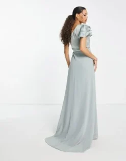 TNFC Petite - Vestito Lungo Da Damigella Verde Salvia Con Volant Sulle Spalline -Vendite ASOS Maternity || RIVER ISLAND || Monki 203774965 3