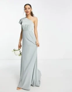 TNFC Petite - Vestito Lungo Da Damigella Verde Salvia Con Volant Sulle Spalline -Vendite ASOS Maternity || RIVER ISLAND || Monki 203774965 4