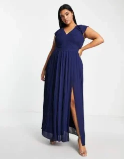 TFNC Plus - Vestito Lungo Da Damigella A Pieghe Blu Navy -Vendite ASOS Maternity || RIVER ISLAND || Monki 203775018 4