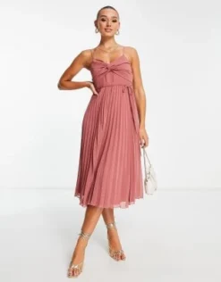 ASOS DESIGN - Vestito Midi Rosa A Pieghe Incrociato Sul Davanti Con Spalline Sottili E Cintura -Vendite ASOS Maternity || RIVER ISLAND || Monki 203775157 4