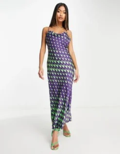 Y.A.S - Vestito Midi Viola E Verde Con Stampa -Vendite ASOS Maternity || RIVER ISLAND || Monki 203795167 4