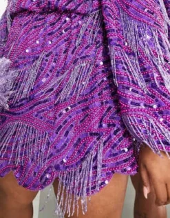 ASOS EDITION Curve - Vestito Corto Viola Con Frange, Perline, Paillettes E Maniche A Campana -Vendite ASOS Maternity || RIVER ISLAND || Monki 203813839 3