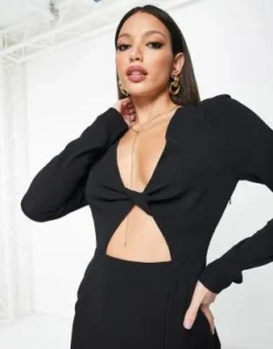 ASOS DESIGN Tall - Vestito Da Giorno Midi Nero Con Incrocio E Cut-out -Vendite ASOS Maternity || RIVER ISLAND || Monki 203822588 3