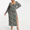 ASOS DESIGN Curve - Vestito Da Giorno Midi A Fiorellini Con Coppe