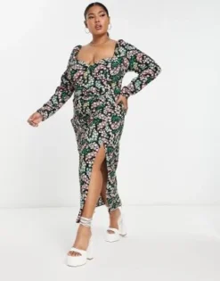 ASOS DESIGN Curve - Vestito Da Giorno Midi A Fiorellini Con Coppe -Vendite ASOS Maternity || RIVER ISLAND || Monki 203822671 4