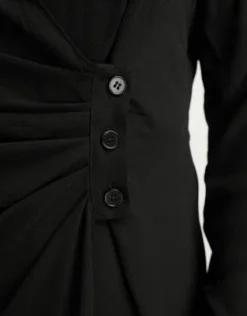 ASOS DESIGN Curve - Vestito Camicia Midi A Portafoglio Con Bottoni E Arricciatura Sul Davanti Nero -Vendite ASOS Maternity || RIVER ISLAND || Monki 203826226 3