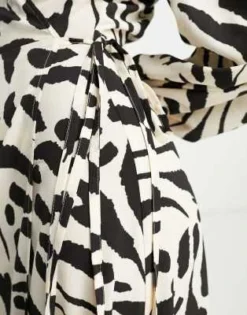 ASOS DESIGN - Vestito Midi A Portafoglio Monocromatico Con Colletto E Stampa Astratta -Vendite ASOS Maternity || RIVER ISLAND || Monki 203862575 3