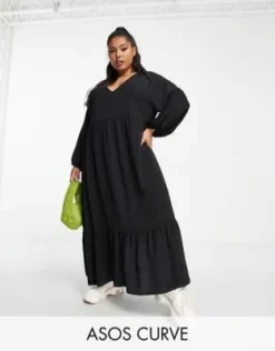 ASOS DESIGN Curve - Vestito Grembiule Casual Nero