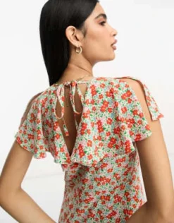 ASOS DESIGN - Vestito Da Giorno Midi A Fiori Con Maniche Con Volant E Bottoni -Vendite ASOS Maternity || RIVER ISLAND || Monki 203863218 3