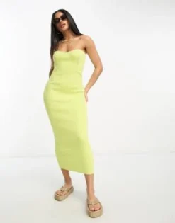 ASOS DESIGN - Vestito Midi A Fascia In Maglia Color Lime -Vendite ASOS Maternity || RIVER ISLAND || Monki 203898881 4