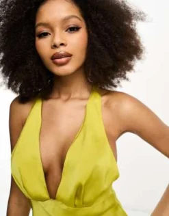 ASOS DESIGN - Vestito Midi Taglio Sbieco In Raso Verde Muschio Con Scollatura Molto Profonda Sul Retro -Vendite ASOS Maternity || RIVER ISLAND || Monki 203910557 3