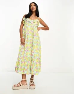 Miss Selfridge Petite - Vestito Sottoveste Midi Con Volant A Fiori Vivaci -Vendite ASOS Maternity || RIVER ISLAND || Monki 203912892 3