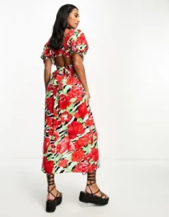 Miss Selfridge Petite - Vestito Midi Arricciato Con Scollo A Cuore E Stampa Zebrata E Floreale -Vendite ASOS Maternity || RIVER ISLAND || Monki 203912901 3