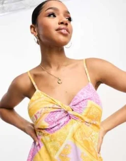 Miss Selfridge - Vestito Sottoveste Midi Multicolore Con Stampa Stile Foulard E Incrocio Sul Davanti -Vendite ASOS Maternity || RIVER ISLAND || Monki 203913543 3