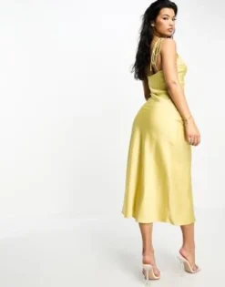 Aria Cove - Vestito Midi Giallo In Raso Con Spalline A Canottiera E Finiture In Pizzo -Vendite ASOS Maternity || RIVER ISLAND || Monki 203924686 3