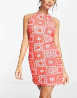 Damson Madder - Bessie Wave - Vestito Estivo Allacciato Al Collo Rosa All'uncinetto -Vendite ASOS Maternity || RIVER ISLAND || Monki 203932796 3