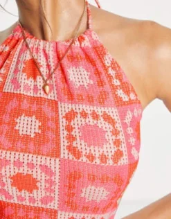 Damson Madder - Bessie Wave - Vestito Estivo Allacciato Al Collo Rosa All'uncinetto -Vendite ASOS Maternity || RIVER ISLAND || Monki 203932796 4