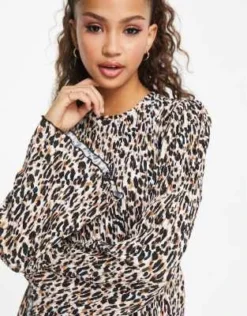Monki - Vestito Midi Punto Smock A Maniche Lunghe Con Stampa Leopardata -Vendite ASOS Maternity || RIVER ISLAND || Monki 203952647 3