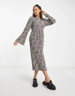Monki - Vestito Midi Punto Smock A Maniche Lunghe Con Stampa Leopardata -Vendite ASOS Maternity || RIVER ISLAND || Monki 203952647 4