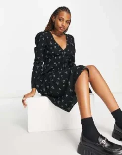 Monki - Vestito Midi Nero A Fiori Con Bottoni -Vendite ASOS Maternity || RIVER ISLAND || Monki 203953753 3