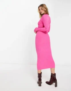 Y.A.S - Vestito Midi In Maglia Rosa Con Bottoni -Vendite ASOS Maternity || RIVER ISLAND || Monki 203967582 4