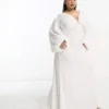 ASOS Edition Curve - Lennox - Vestito Da Sposa Con Maniche A Campana E Strascico Color Avorio Con Paillettes