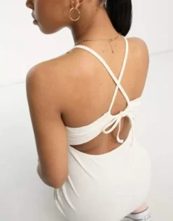 Miss Selfridge - Vestito Midi Allacciato Al Collo Crema Con Lacci Sul Retro -Vendite ASOS Maternity || RIVER ISLAND || Monki 203989790 3