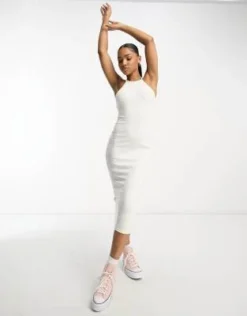 Miss Selfridge - Vestito Midi Allacciato Al Collo Crema Con Lacci Sul Retro -Vendite ASOS Maternity || RIVER ISLAND || Monki 203989790 4