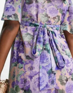 Hope & Ivy Maternity - Vestito Lungo A Portafoglio Blu A Fiori Con Maniche Con Volant -Vendite ASOS Maternity || RIVER ISLAND || Monki 203990659 2