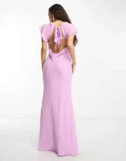 ASOS DESIGN Petite - Vestito Lungo Lilla Con Scollo Ad Anello E Manica Con Volant -Vendite ASOS Maternity || RIVER ISLAND || Monki 204005229 3