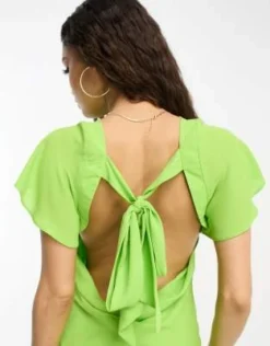 ASOS DESIGN Petite - Vestito Corto Verde Con Scollo Ad Anello E Manica Con Volant -Vendite ASOS Maternity || RIVER ISLAND || Monki 204005280 4