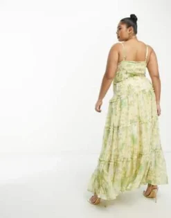 ASOS DESIGN Curve - Vestito Lungo Stile Sottoveste A Balze Con Fondo Grezzo, Nodo Frontale E Cut-out Giallo Con Stampa A Fiori -Vendite ASOS Maternity || RIVER ISLAND || Monki 204020283 4