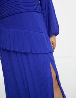 ASOS DESIGN Curve - Vestito Midi A Pieghe Blu Cobalto Con Cintura -Vendite ASOS Maternity || RIVER ISLAND || Monki 204020401 4