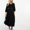 ASOS Maternity ASOS DESIGN Maternity - Vestito Midi A Portafoglio Da Allattamento Nero