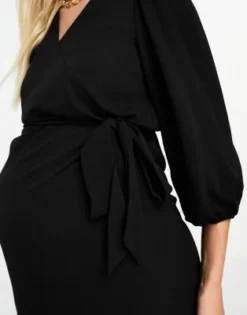 ASOS Maternity ASOS DESIGN Maternity - Vestito Midi A Portafoglio Da Allattamento Nero -Vendite ASOS Maternity || RIVER ISLAND || Monki 204021310 3