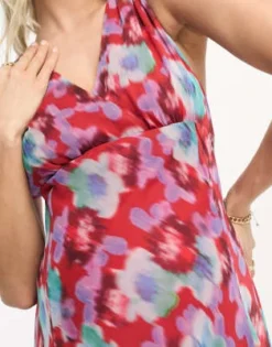 Hope & Ivy Maternity - Vestito Al Polpaccio Senza Maniche Rosso A Fiori Sfumati -Vendite ASOS Maternity || RIVER ISLAND || Monki 204045665 3