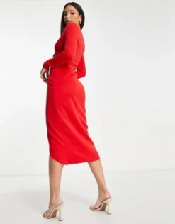 ASOS DESIGN Tall - Vestito Midi Rosso Con Pieghe E Spalle Scivolate -Vendite ASOS Maternity || RIVER ISLAND || Monki 204047926 2